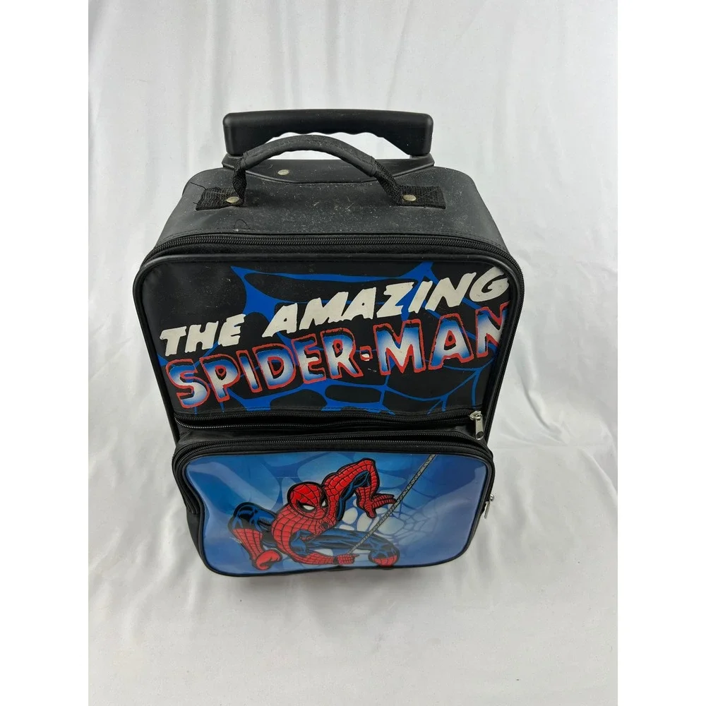 Marvel Spider-Man Kids Rolling Suitcase 2001 Pyramid Black Blue Vintage Fair